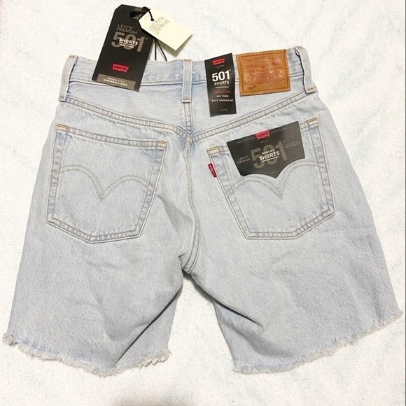 NEW Levi's 501 Mid Thigh High Rise Denim Cutoff Shorts Size 24 - Picture 5 of 6